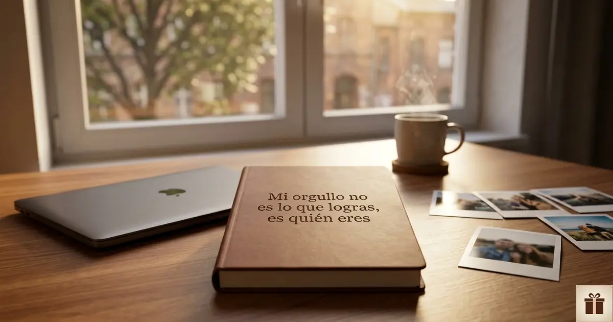 Ideas de regalos personalizados para tus hijos Diario de cuero con frase emotiva para hijos