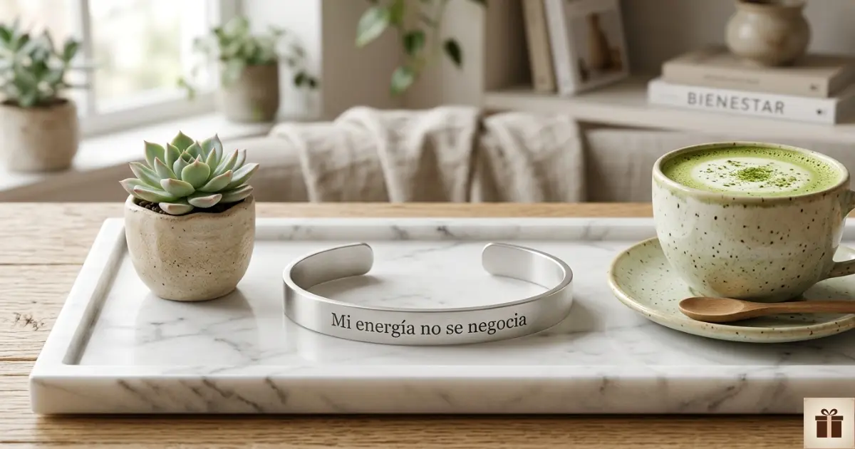 Encuentra la frase perfecta para tu pulsera Pulsera de plata grabada sobre mármol