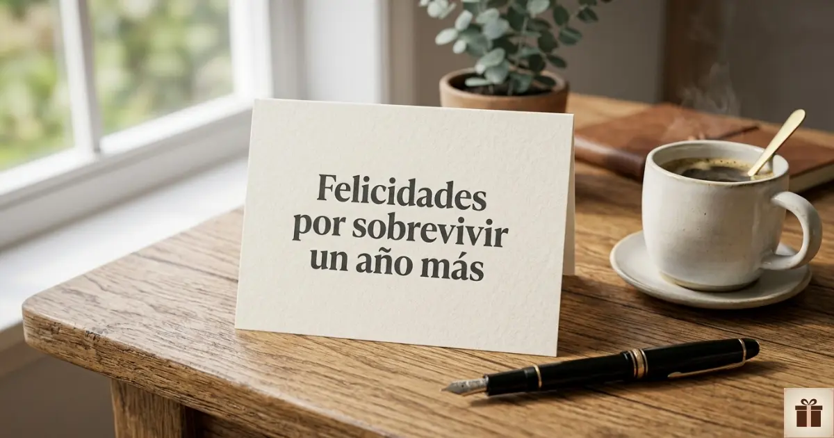 Encuentra la frase perfecta para tus tarjetas Tarjeta de felicitación sobre escritorio con frase