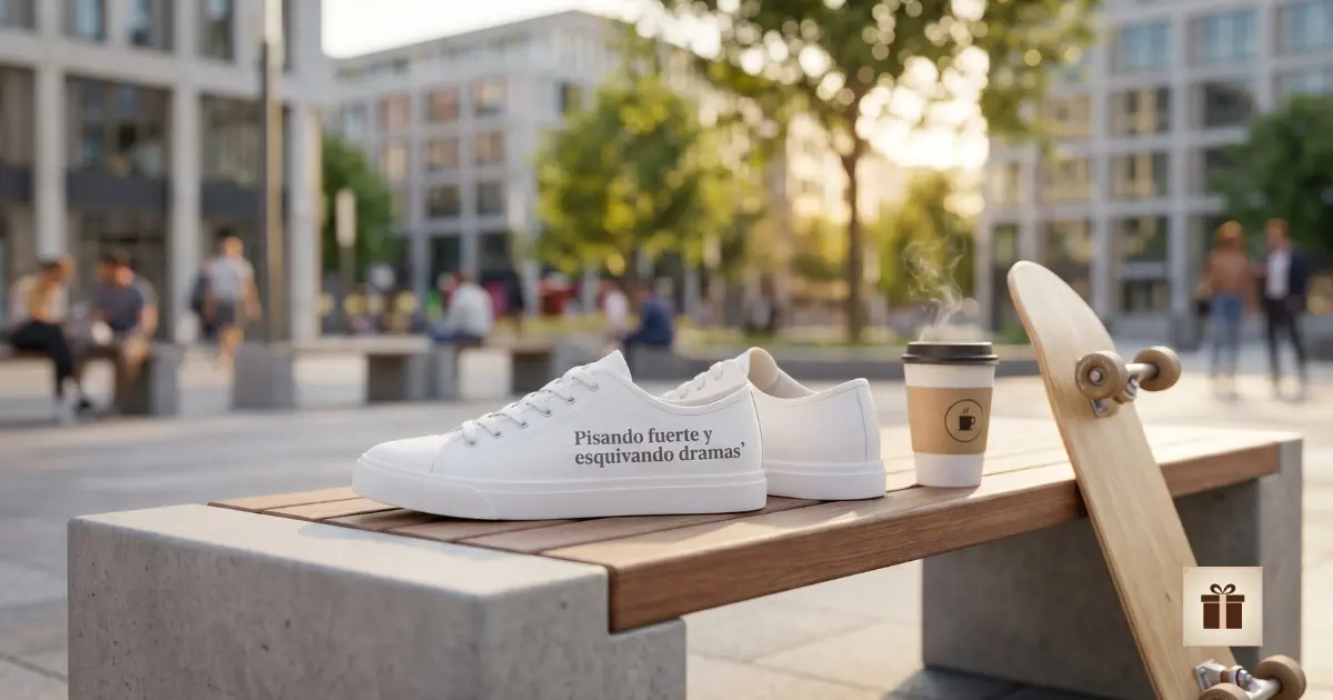 Personaliza tus zapatillas con mensajes únicos Zapatillas blancas de lona con frase