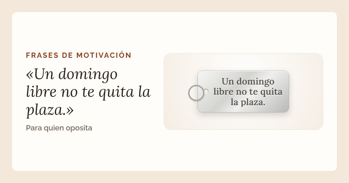 La frase «Un domingo libre no te quita la plaza.» en un llavero de placa grabada