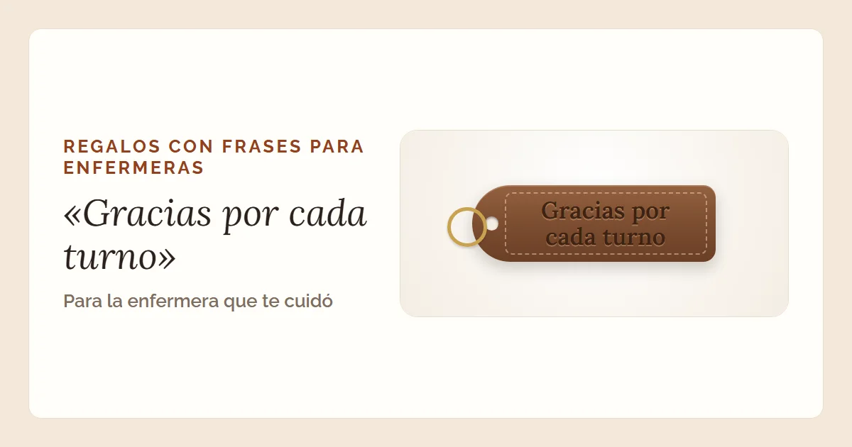 La frase «Gracias por cada turno» en un llavero de cuero