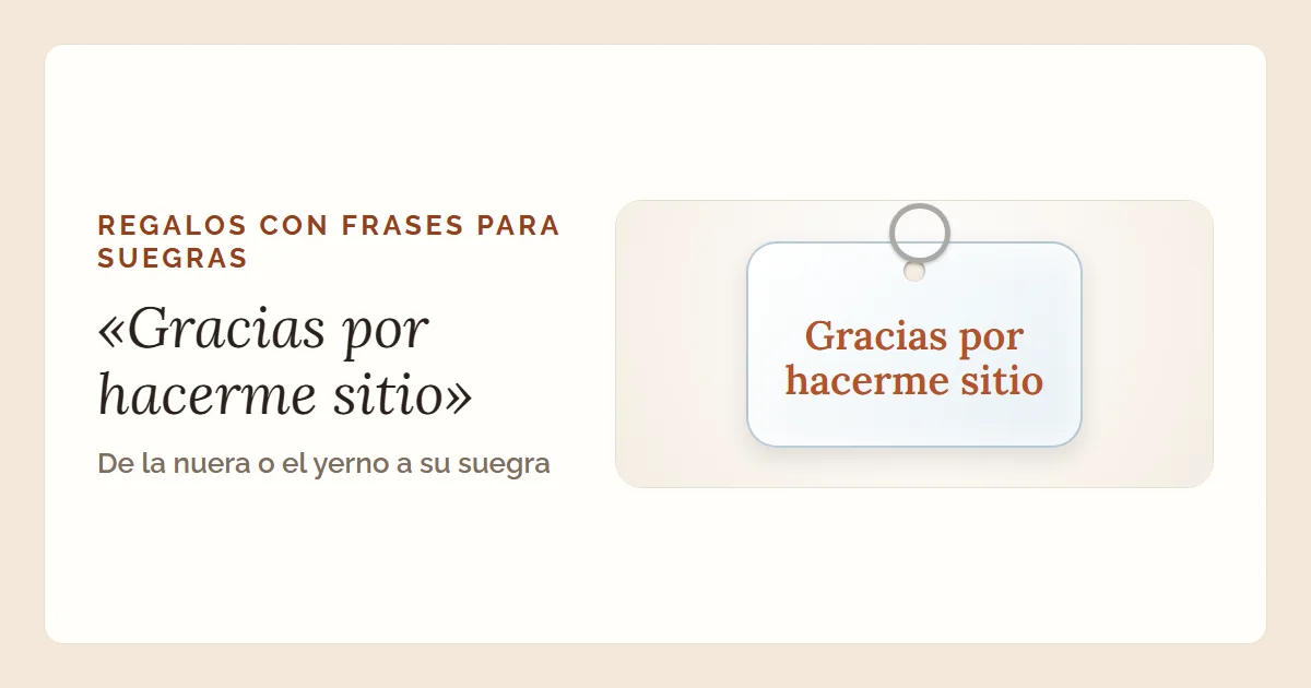 La frase «Gracias por hacerme sitio» en un llavero de metacrilato